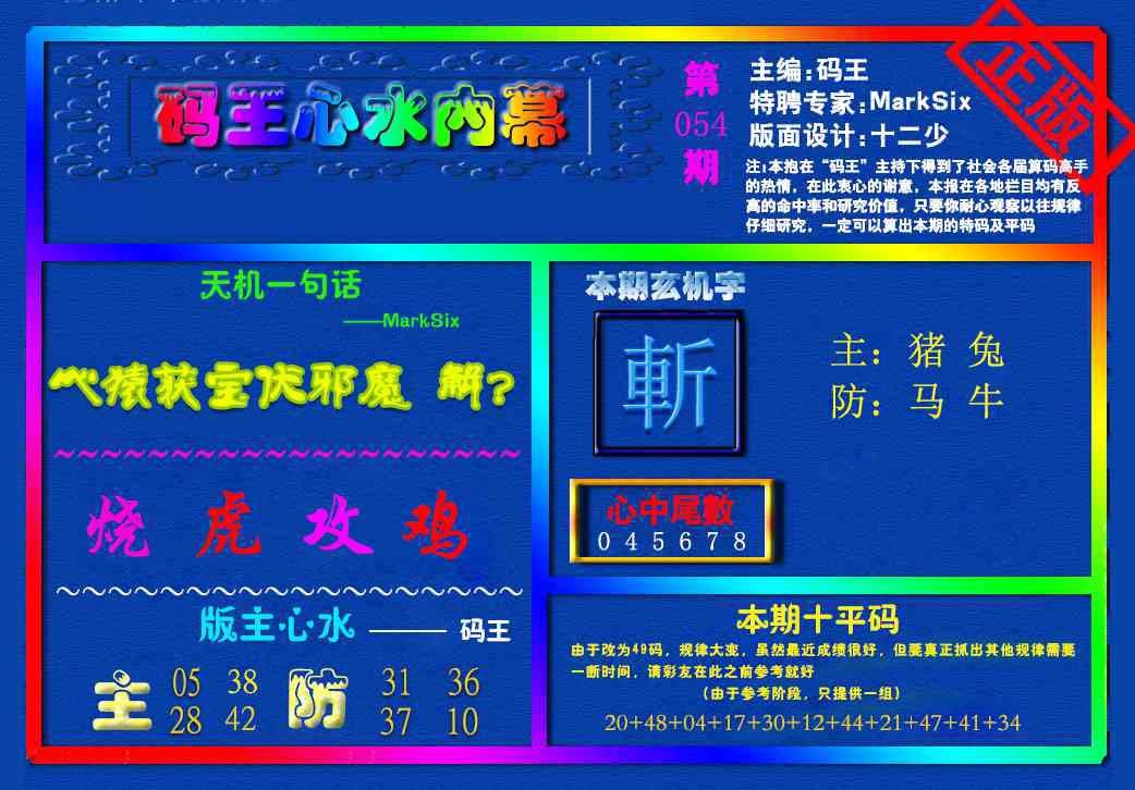 054期{码王雷锋}内幕报[图]