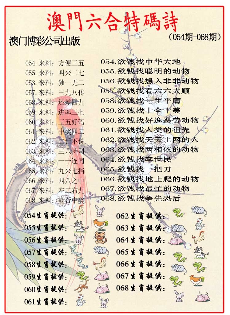 054期内部特码诗[图]