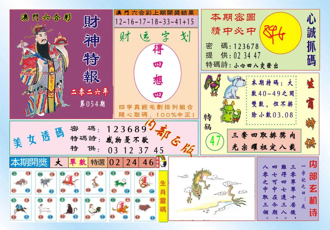 054期财神特报[图]