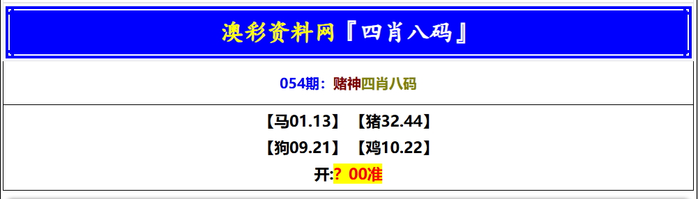 054期赌神四肖八码[图]