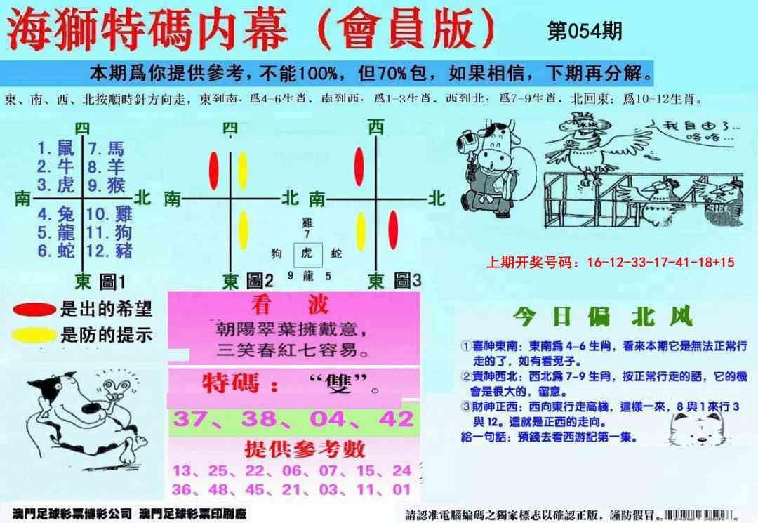 054期另版海狮特码内幕报[图]
