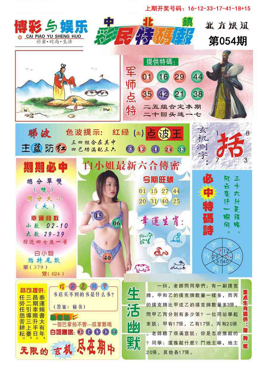 054期中北彩民特码报[图]