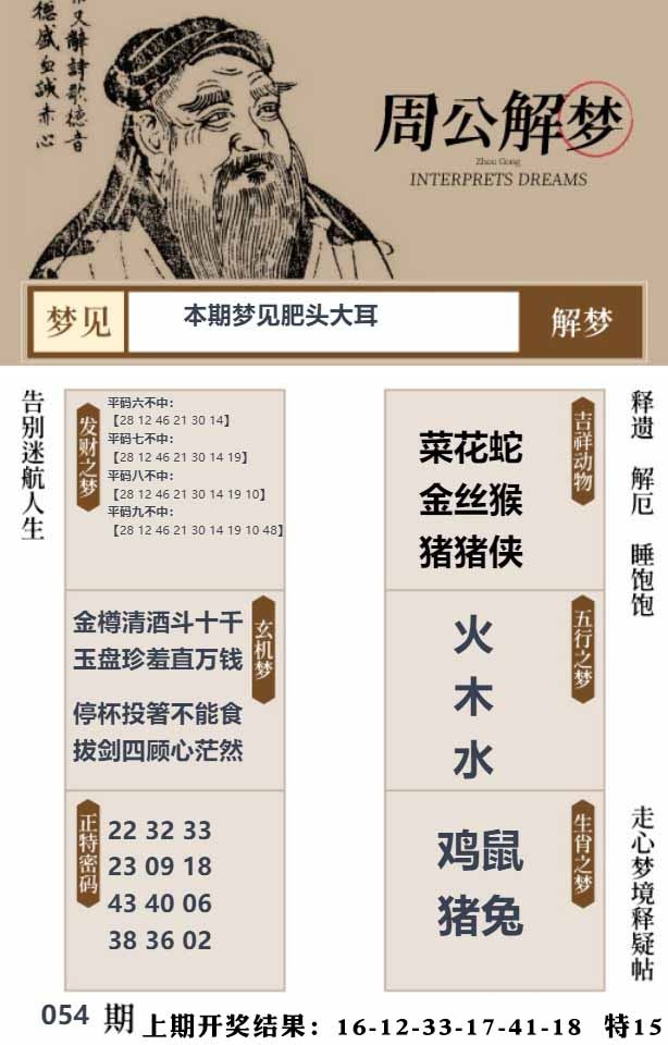 054期周公解梦贴[图]